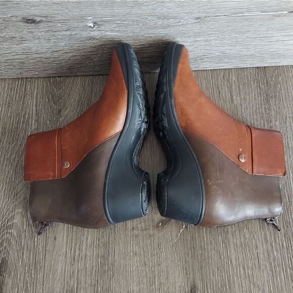 Merrell Veranda 2-tone Brown Leather Back Zip Up Ankle Mid Boots Women's 6.5 - Picture 6 of 10
